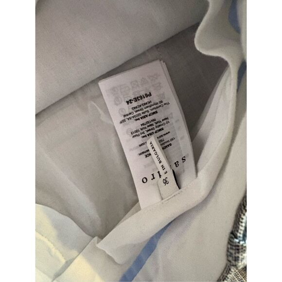 Sandro Paris Hoviv Wide Leg Linen blend Pants Woman’s Gray Plaid size 36 US 8 - Picture 8 of 10